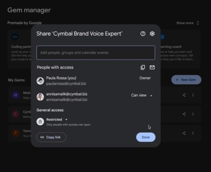 谷歌现允许用户分享自定义Gemini AI助手Gems