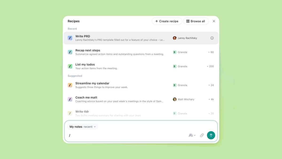 AI笔记应用Granola新增可重复提示功能