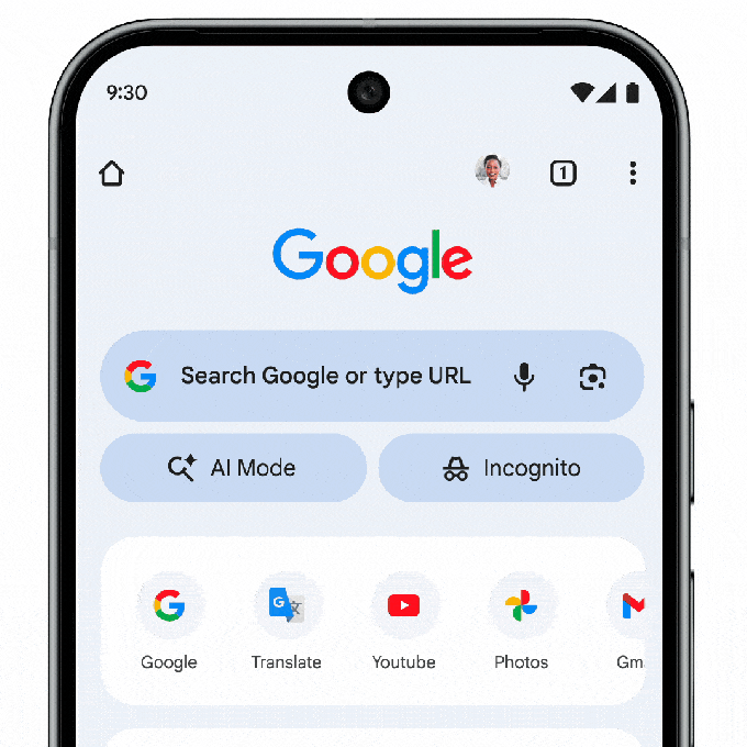 Chrome移动端AI模式演示动图