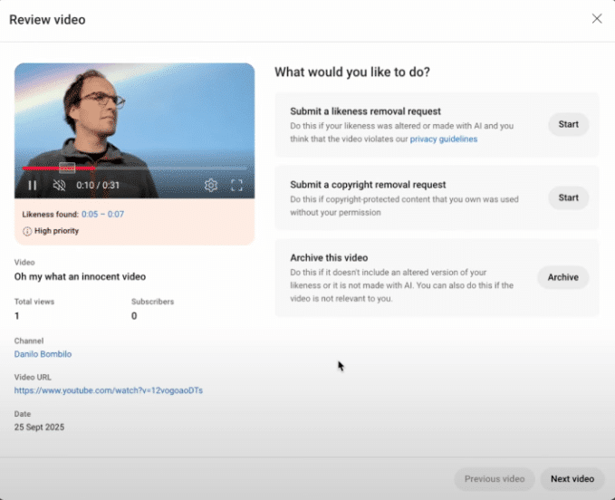 YouTube检测界面截图