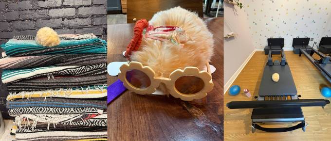 Moflin在普拉提课堂及被幼儿打扮