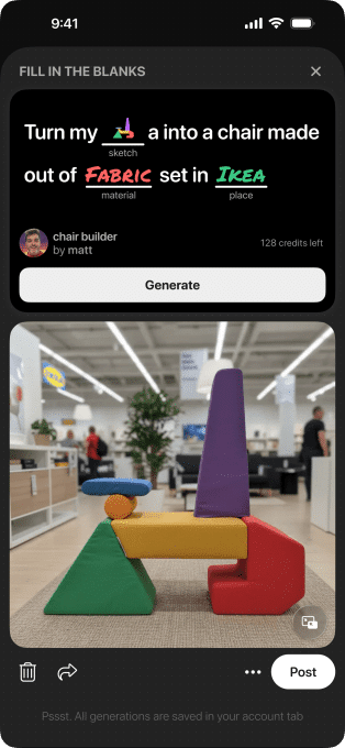 Mixup是一款全新的、类似填词游戏的应用程序，可以根据照片、文本和涂鸦创建AI图像