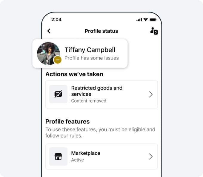 Meta支持中心界面示意图