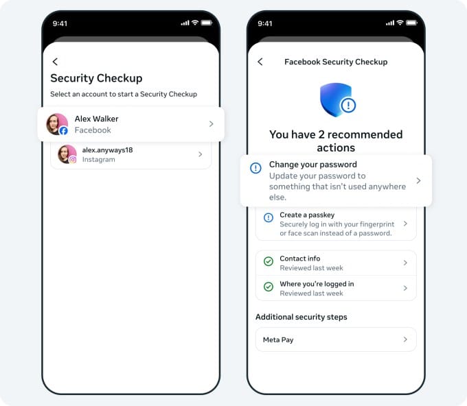 Meta账户安全工具示意图